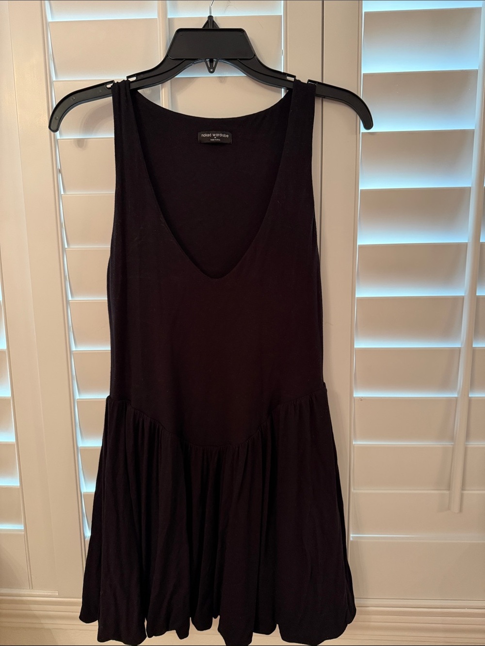 Black stretchy mini Sleeveless Bubble Hem Dress